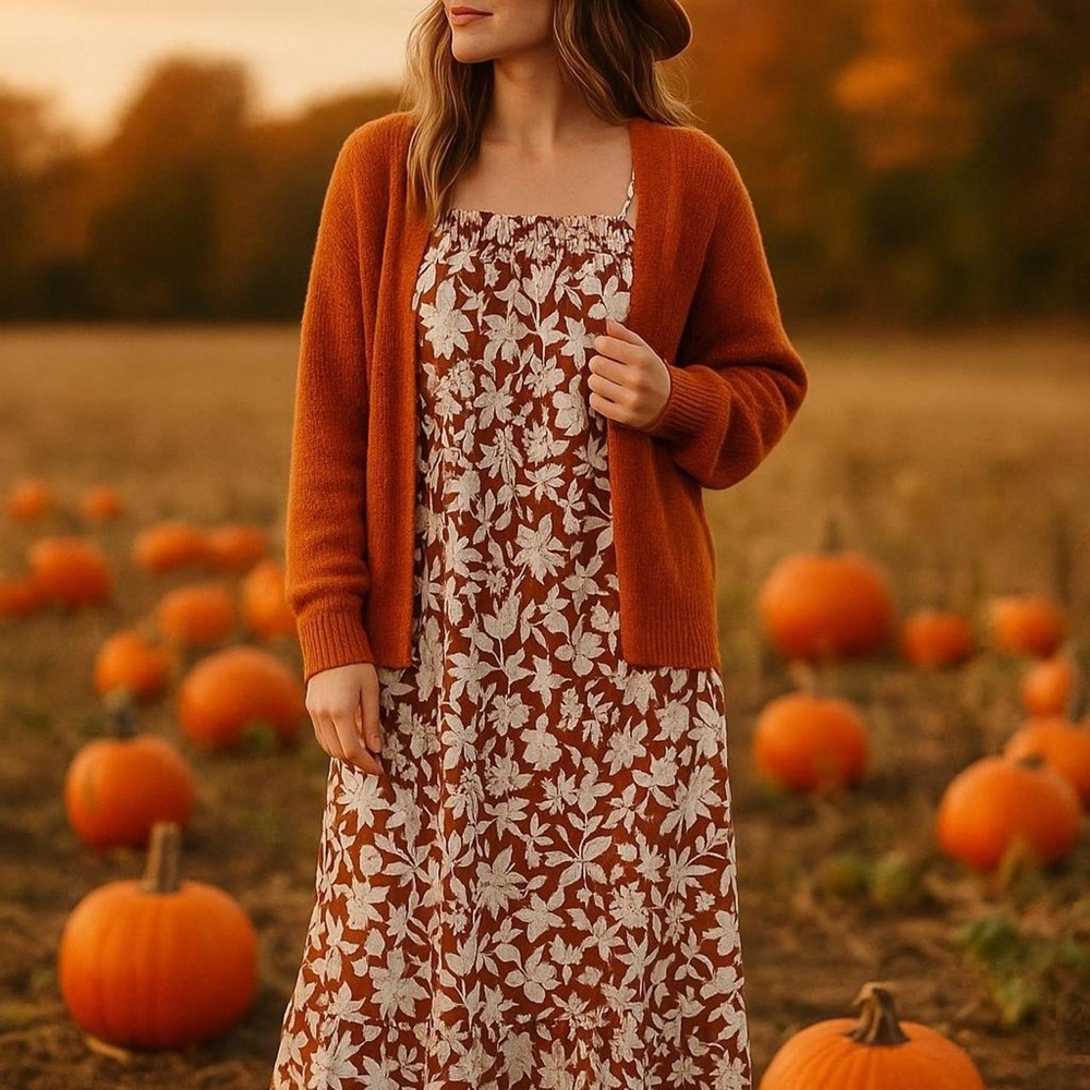 Universal Thread Rust and White Floral Dress